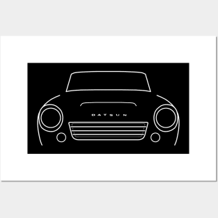 Datsun Roadster 1960s classic car white outline graphic Posters and Art